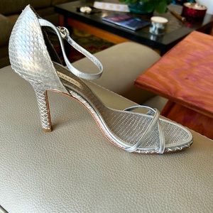 BCBGMaxAzria Silver 100% Leather Heels
